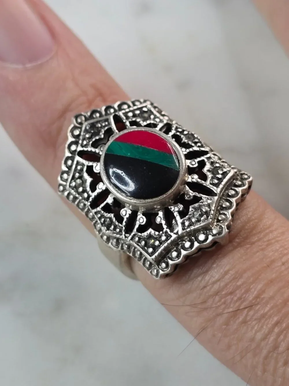 Womens Vintage Estate Sterling Silver Southwestern Zuni Ring 7.4g E652